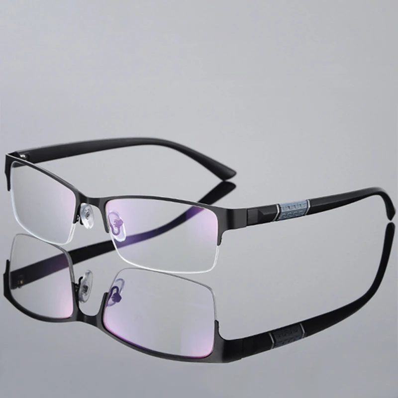 

Half Metal Frame Reading Glasses Anti-blue Light Business Office Simple Classic Men Square Farsight Glasses Diopter +1.0 To +4.0