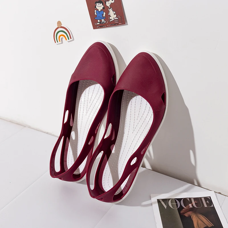 

Сандалии-желе женские на плоской резиновой подошве, удобная повседневная обувь с закрытым носком, Нескользящие, без застежки, лето 2022