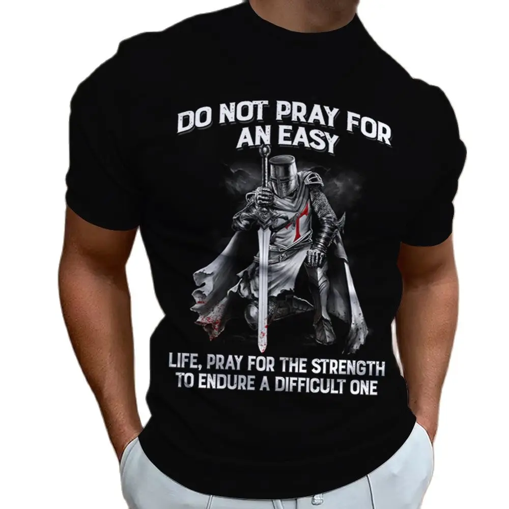 

Men's T-Shirts Crusader Knights Print Sweatshirt Street Trend Oversized Tops Casual O-neck Short Sleeves Summer Vintage Clothes