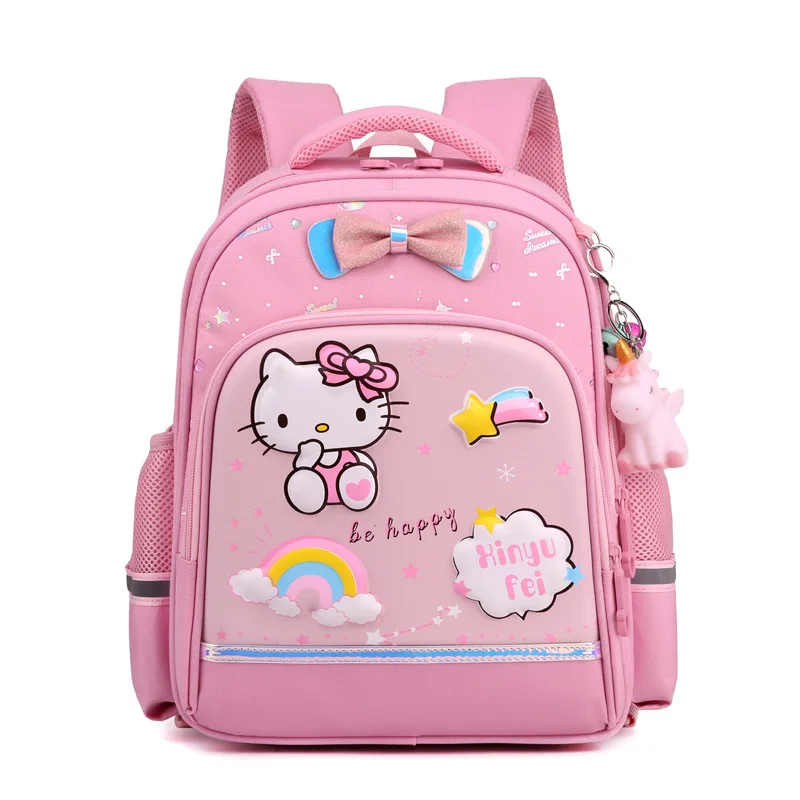 Детский Школьный рюкзак Hello Kitty, легкий ранец для учеников начальной школы с мультипликационным аниме, сумка на плечо для девушек в британск...