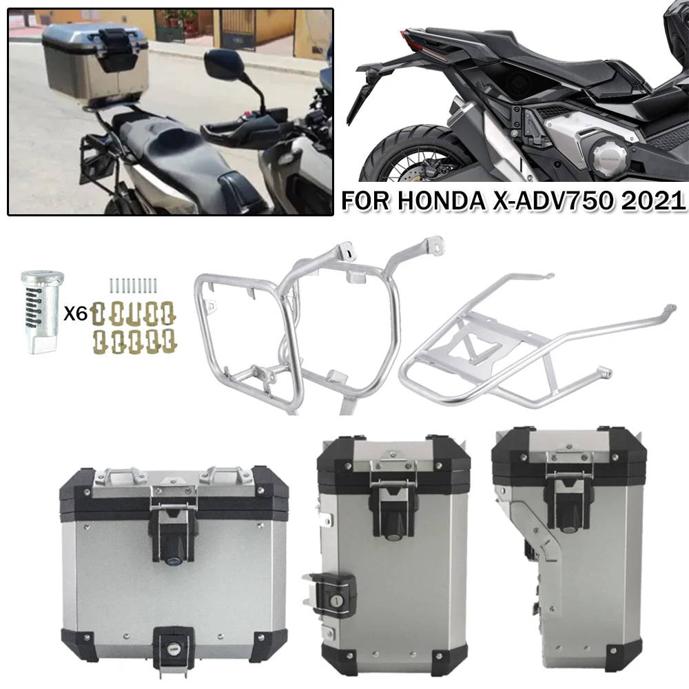 

For Honda XADV 750 X-ADV 2021 2022 2023 XADV750 Motorcycle Aluminum Panniers Top Case Rack Luggage Box Stainless Steel Bracket
