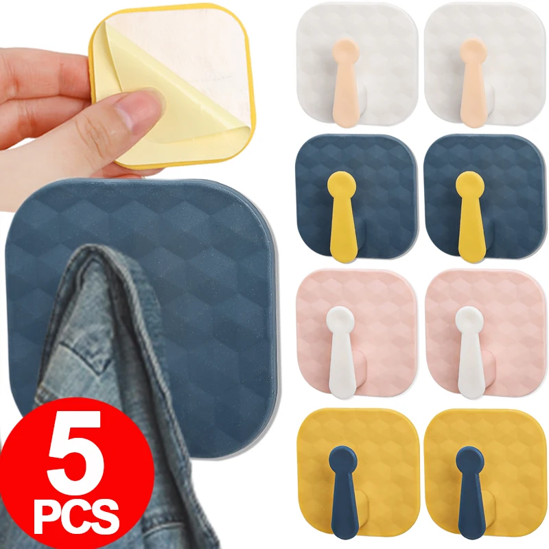 

5 шт. Многофункциональный самоклеящийся крючок для кухни ванной комнаты, кухонный держатель без маркировки, домашний настенный дверной крючок