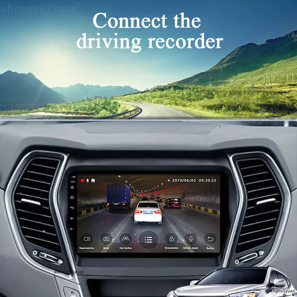 Фото Автомобильное радио Android 14 Carplay для Hyundai Santa Fe 3 Grand IX45 2012-2017 навигация GPS мультимедийный плеер WiFi + 4G стерео видео №4