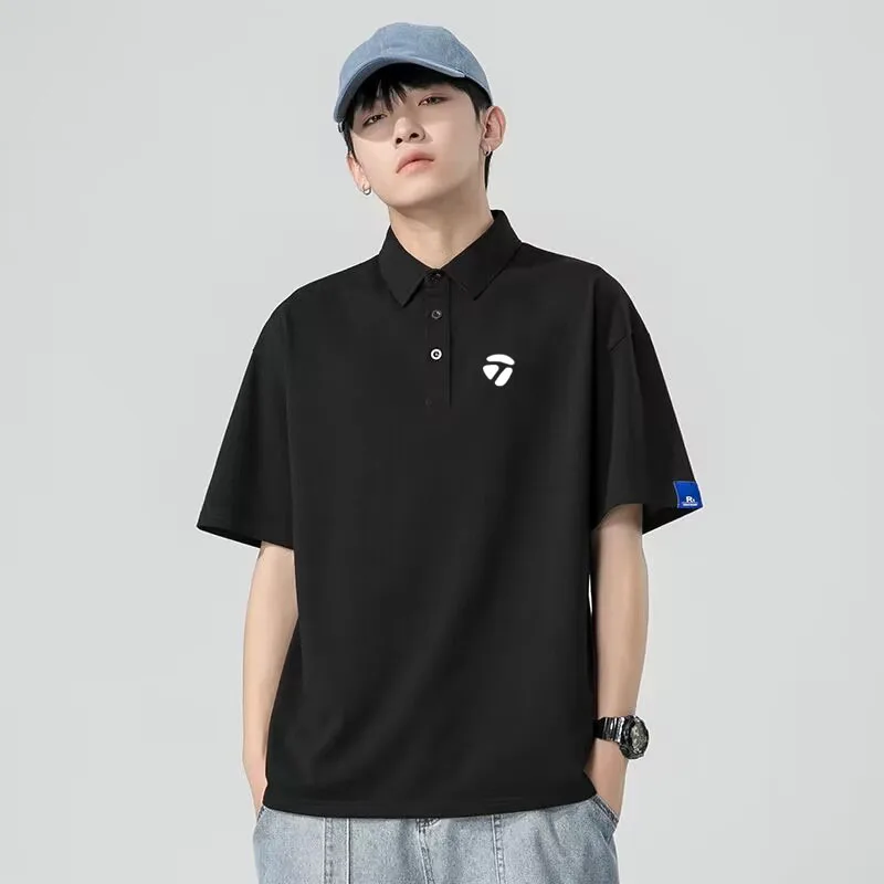 2023 spring and summer new men's loose T-shirt polo shirt golf short sleeve fashion breathable T-shirt trend sports style