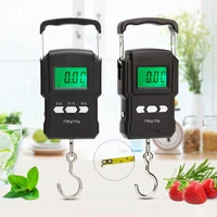 75kg10g electronic balance portable luggage scale lcd digital display hanging hook scale with measuring tape for fishing travel