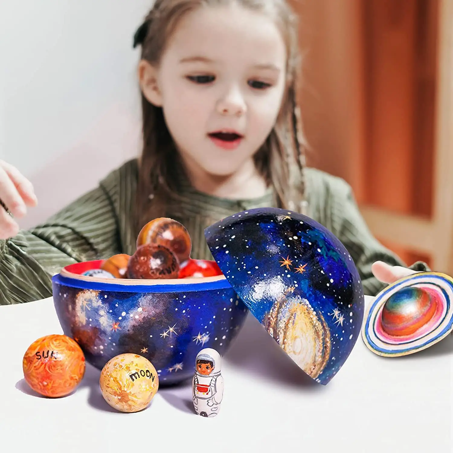 

2022 Wooden Solar System Toy Universe Eight Planets Learning Game Educational Space Course Family Toys Christmas Gift for Kids