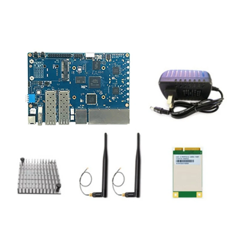 

Для бананов PI BPI-R3 MT7986 2G + 8G EMMC 2X SFP роутер макетная плата с 4G модулем + радиатор + 2X антенны + Мощность