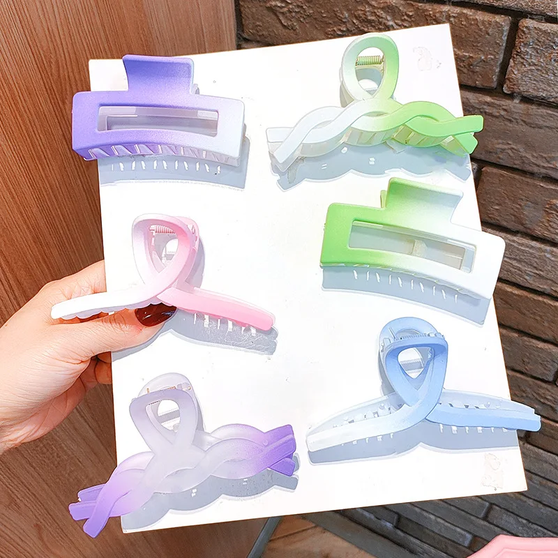 

Wholesale 30pcs Candy Color Gradient Hairpin Women's Back of Head Hair Clip Large Grab Clip Contrast Color Hairpin Headwear