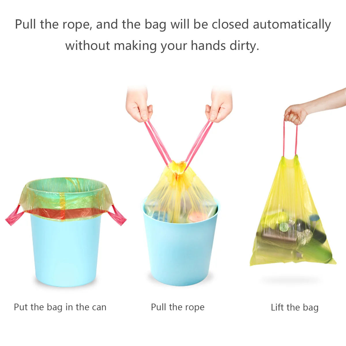 Мешки для мусора на шнурке Прочные утолщенные мешки офиса дома кухни 15-летние