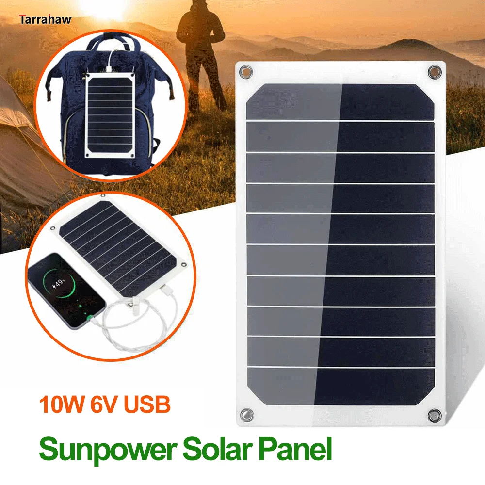 

Solar Panel 10W Sunpower Cell Solar Backpack 5V USB Power Bank Outdoor Photovoltaic Plate Mobile Phone Portable PV Cells Charger