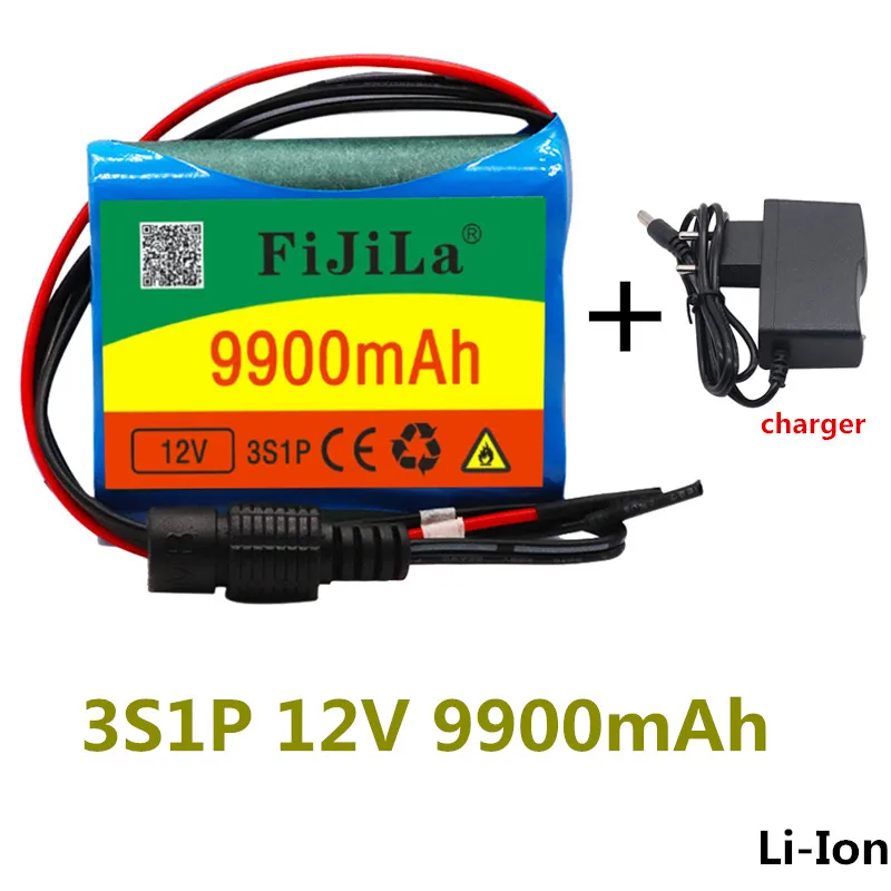 

100% New 12 V 9900 mAh 3S1P Batterie Au Lithium 18650 Pack Protection Conseil Rechargeable 1A Chargeur