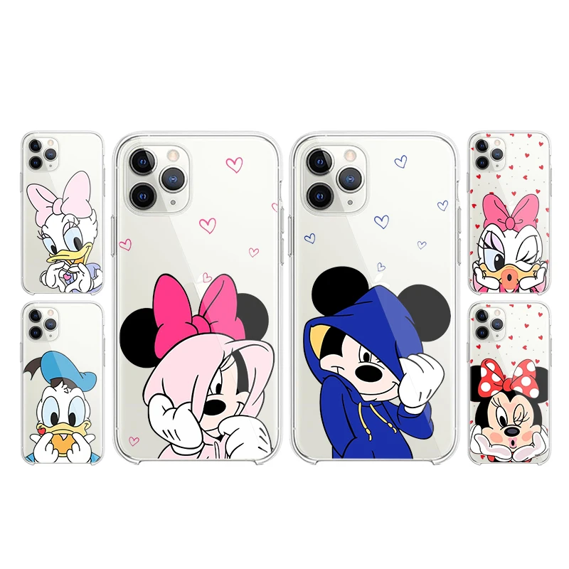 

Mickey Minnie Mouse Transparent Phone Case For Apple iPhone 14 13 12 11 Mini XS XR X Pro MAX 8 7 6 Plus SE 2020 Cover Shell Capa