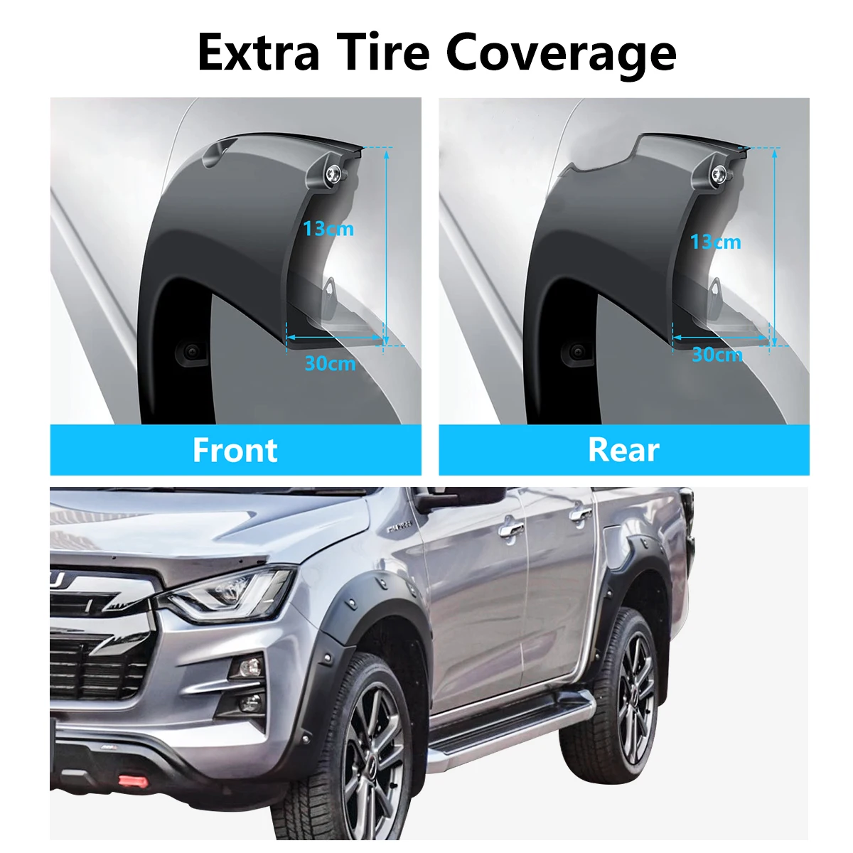 Матовые черные накладки на крылья колесные арки для ISUZU D-MAX 2020 2021 2022 2023 двойные