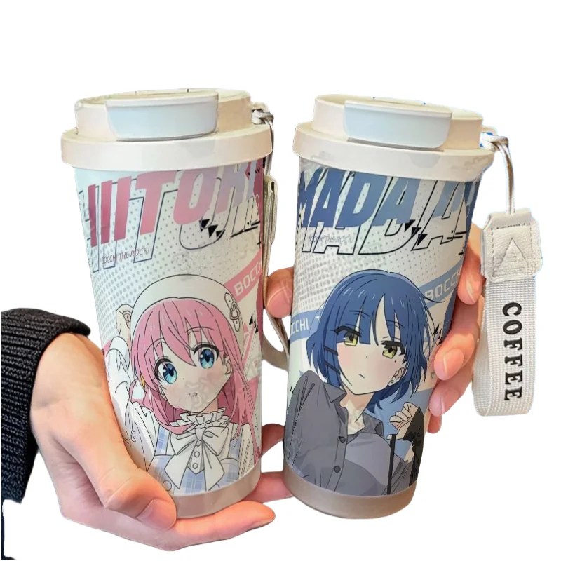 Фото Новый Bocchi The Rock Yamada Ryo Gotoh Hitori мультфильм из нержавеющей стали портативный автомобиль большой емкости двойной напиток рот термос кружка №4