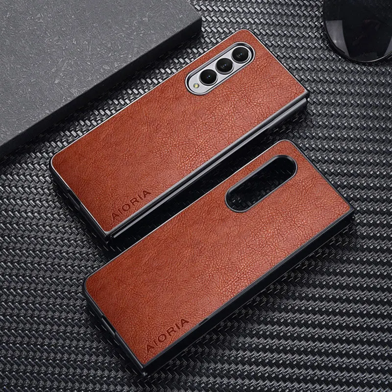 

Case For Samsung Galaxy Z Fold 4 3 5G Premium Retro Litchi Leather Pattern Cover for Galaxy Z Fold4 Fold3 5G business style case