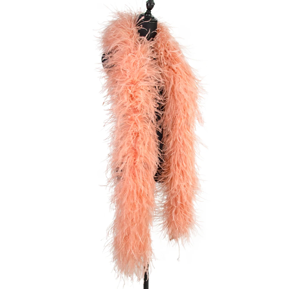 

2 Meters Natural Ostrich Feather Boa 6ply Fluffy High quality Feather Scarf Carnival Shawl Clothes Decor for Crafts