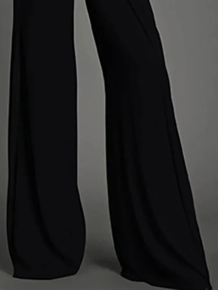 Женские однотонные черные брюки Freeacy с высокой талией и широкими штанинами