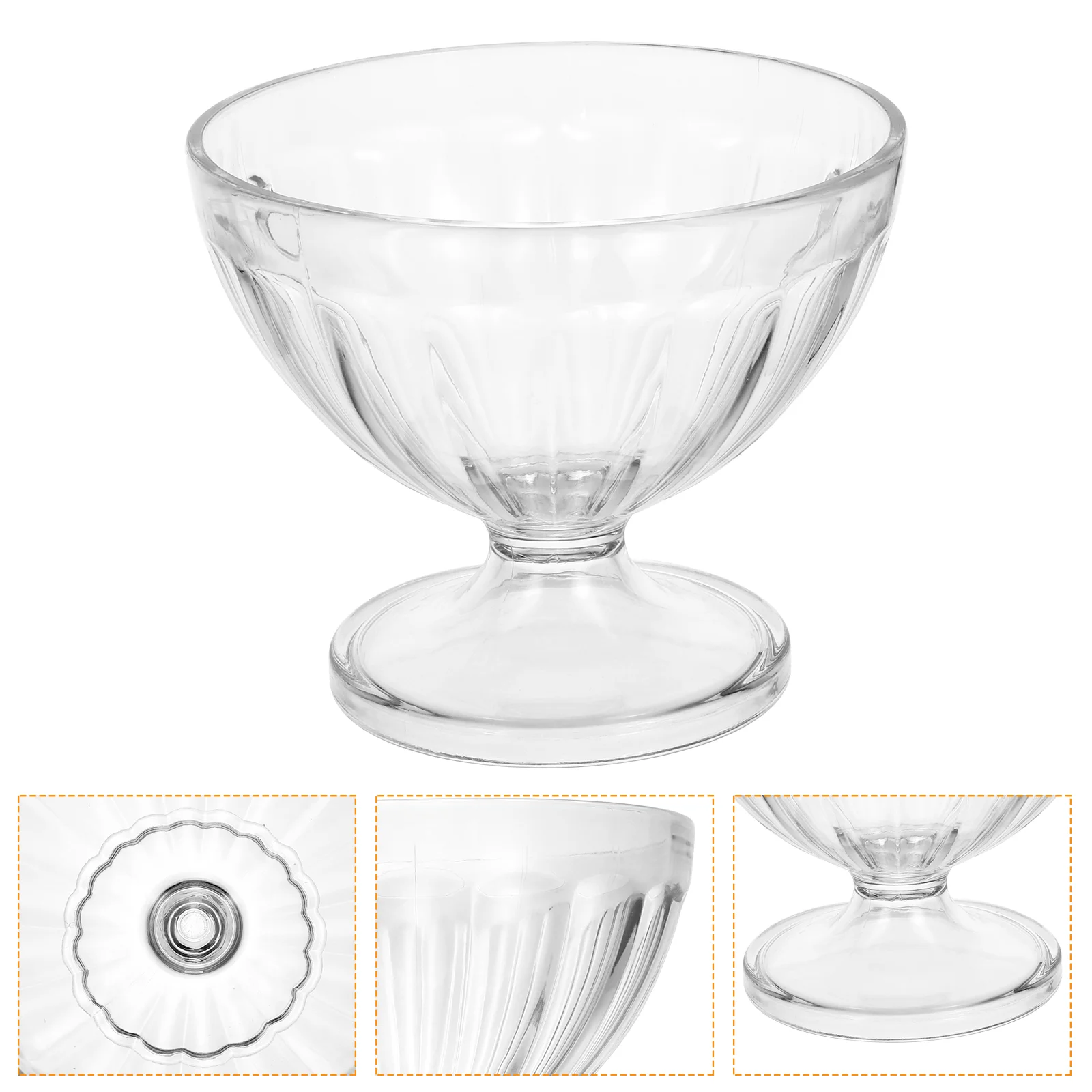 

3Pcs 170ml Footed Dessert Serving Bowl Tableware Transparent Ice Cream Bowls