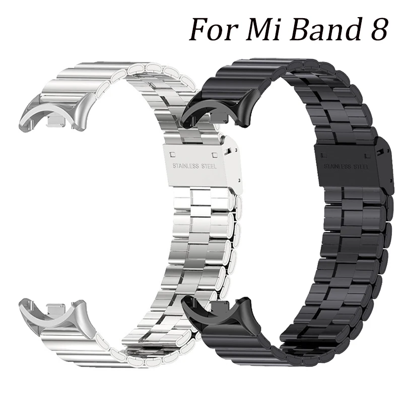 Металлический ремешок для Xiaomi Mi Band 8, смарт-браслет, аксессуары, браслет из нержавеющей стали для mi band 8, браслеты для Mi Band 8, браслет