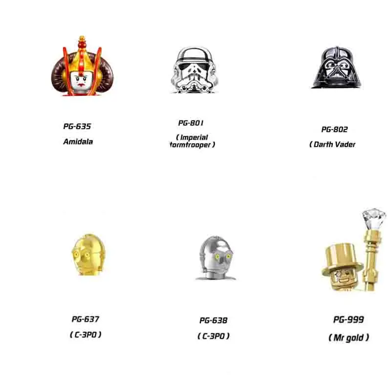 PG635 Строительные блоки Пластик Amidala Дарт Вейдер Кирпичи Финн Фигурки Мини