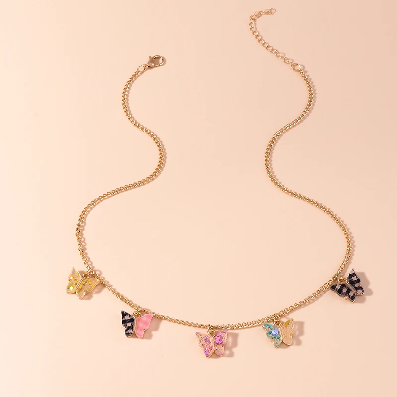 

New Design Shining Butterfly Necklaces Fashion Chokers Necklaces Gold Color Neck Jewelry Chains Necklaces