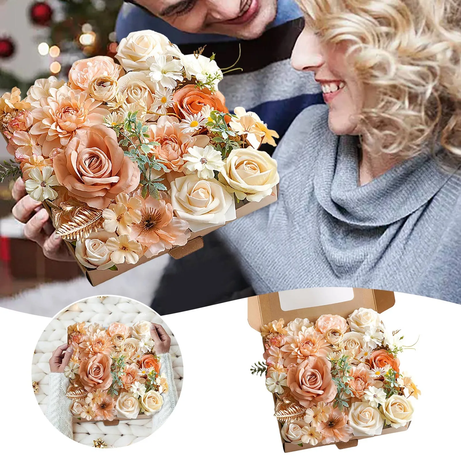 Комбинированные цветы смешанные шелковые розы подарки на день Святого Валентина