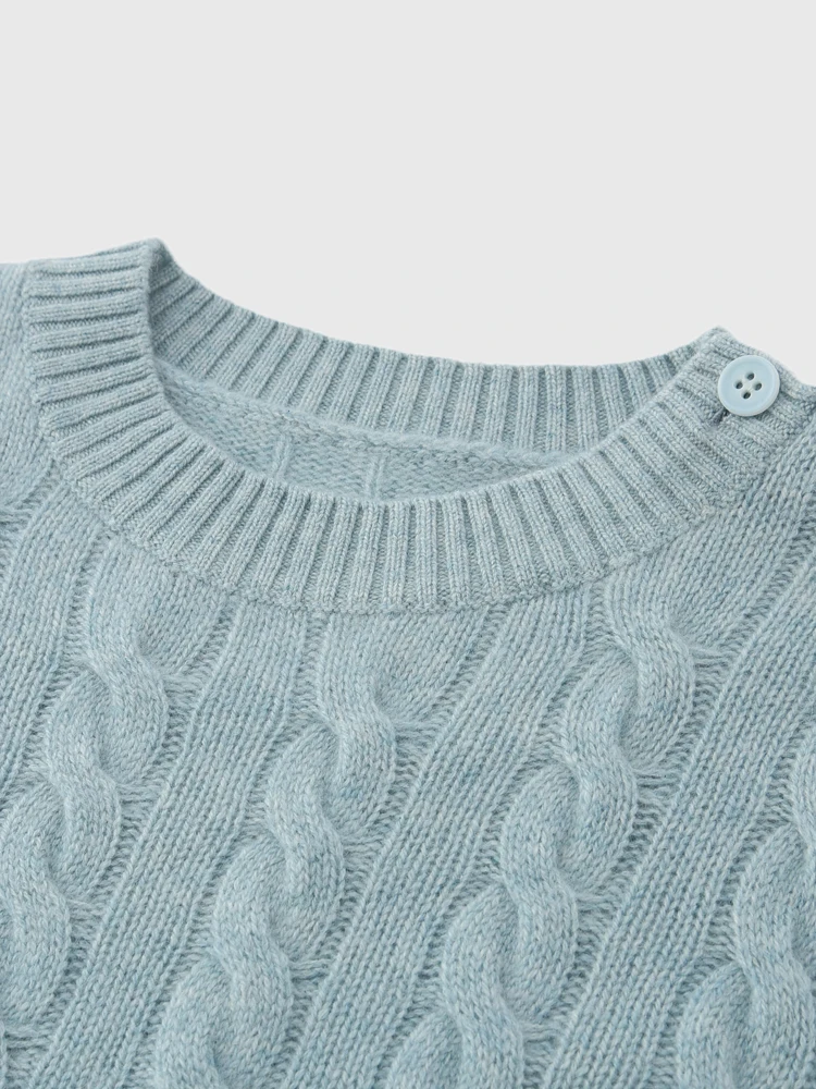 00 Женский свитер из чистого кашемира с круглым вырезом и пуговицами на плечах