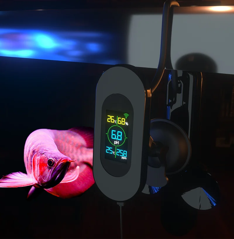 

2021 New Designed Wifi Aquarium Termometer Fish Tank Water Quality Testing Instrument PH TDS Meter with Free App