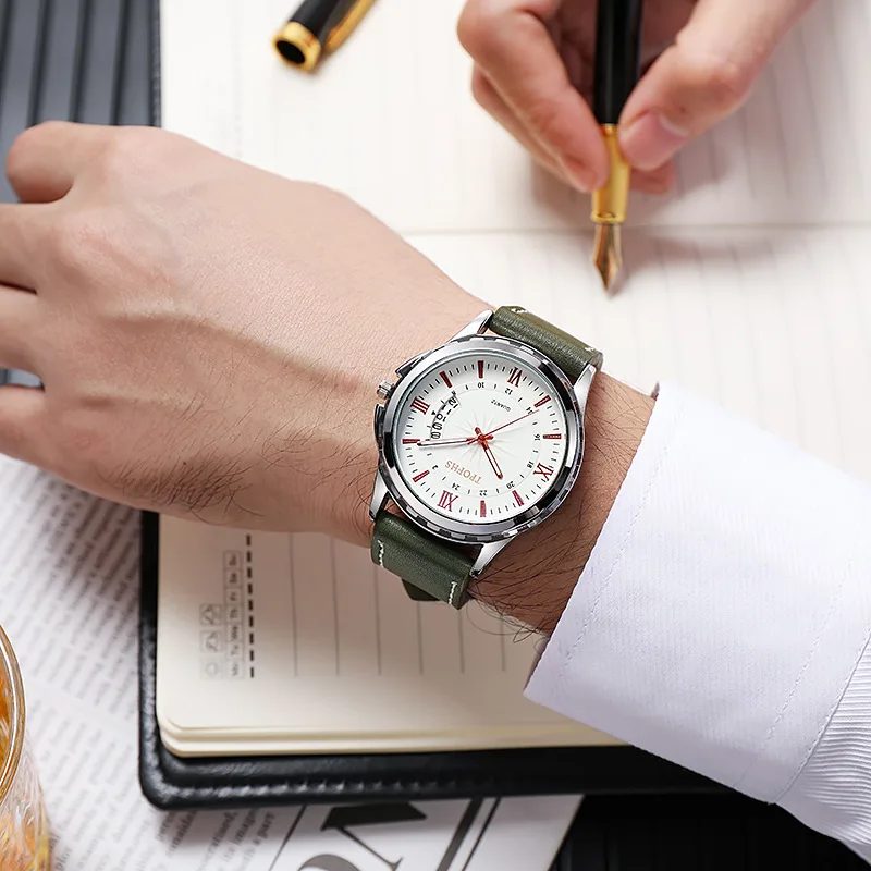 

Brand Fashion Men's Watch Waterproof Trend Night Glow Leather Band Watch Men's Star Light Pattern Calendar Quartz Watch