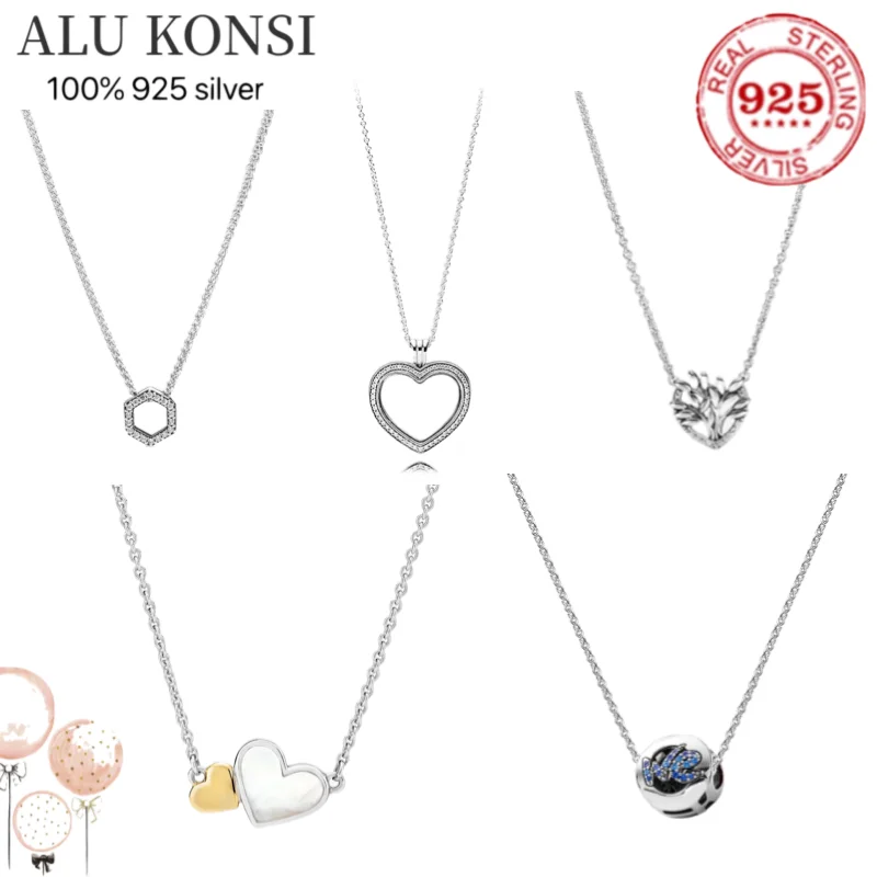 

FIT Original luxury 925 Sterling Silver authentic pan necklace Love heart For Women high quality fashion jewelry wedding gift