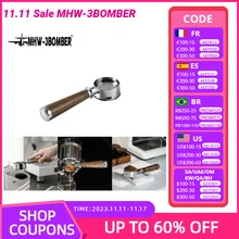 MHW-3BOMBER 51/54/58mm Bottomless Portafilter for Delonghi/Barsetto/Berivlle/Lamarzocco/Welhome Vintage Wooden Handle