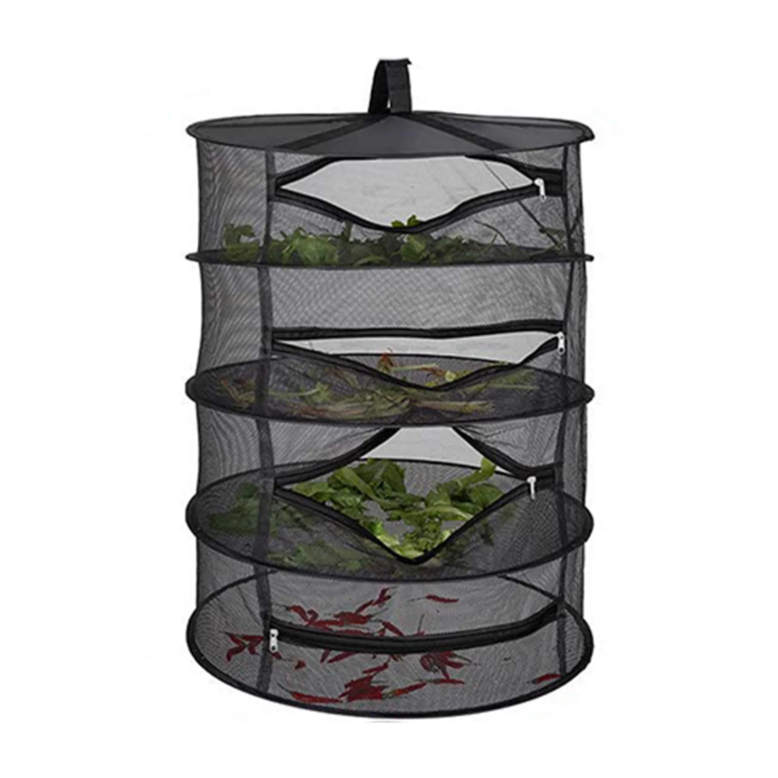 

Herb Drying Rack Hanging 4 Layers Drying Rack Mesh Hanging Collapsible Dry Net Harvest Basket With Zipper For Plant Herb Bud