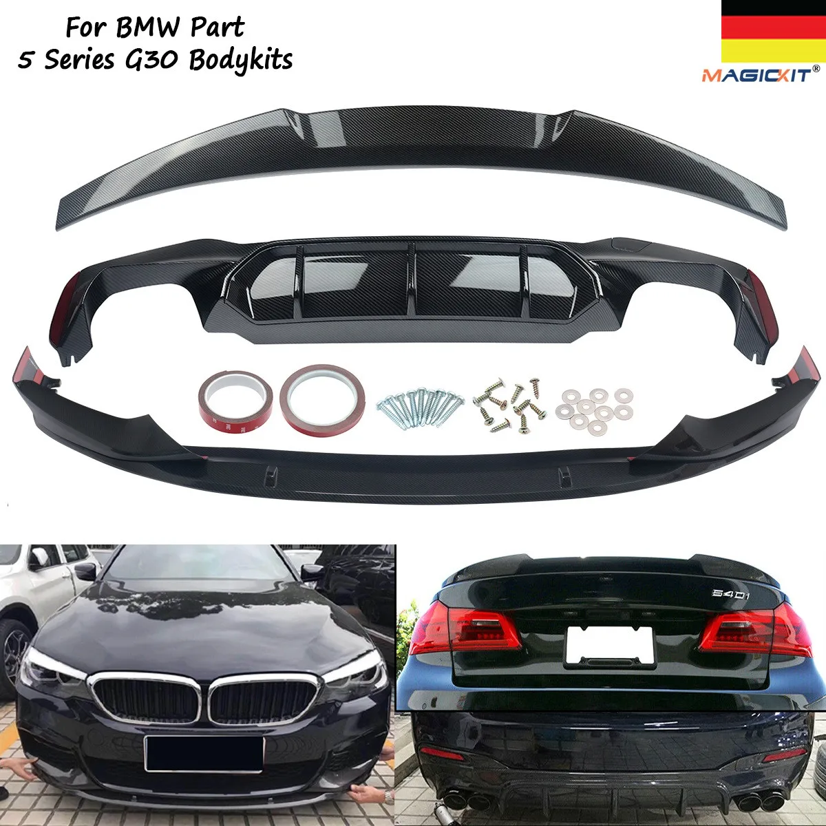 

MagicKit Carbon Fiber Color Splitter Diffuser Spoiler For BMW 5 Series G30 M Tech 2017+