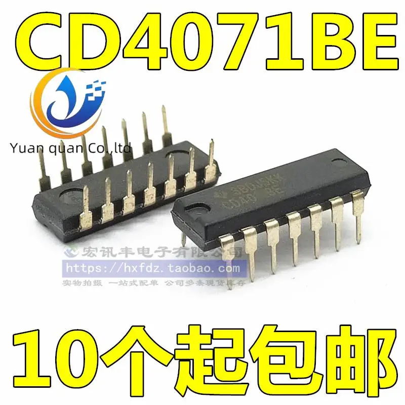 

30pcs original new CD4071 CD4071BE DIP14 logic chip quad 2 input or gate