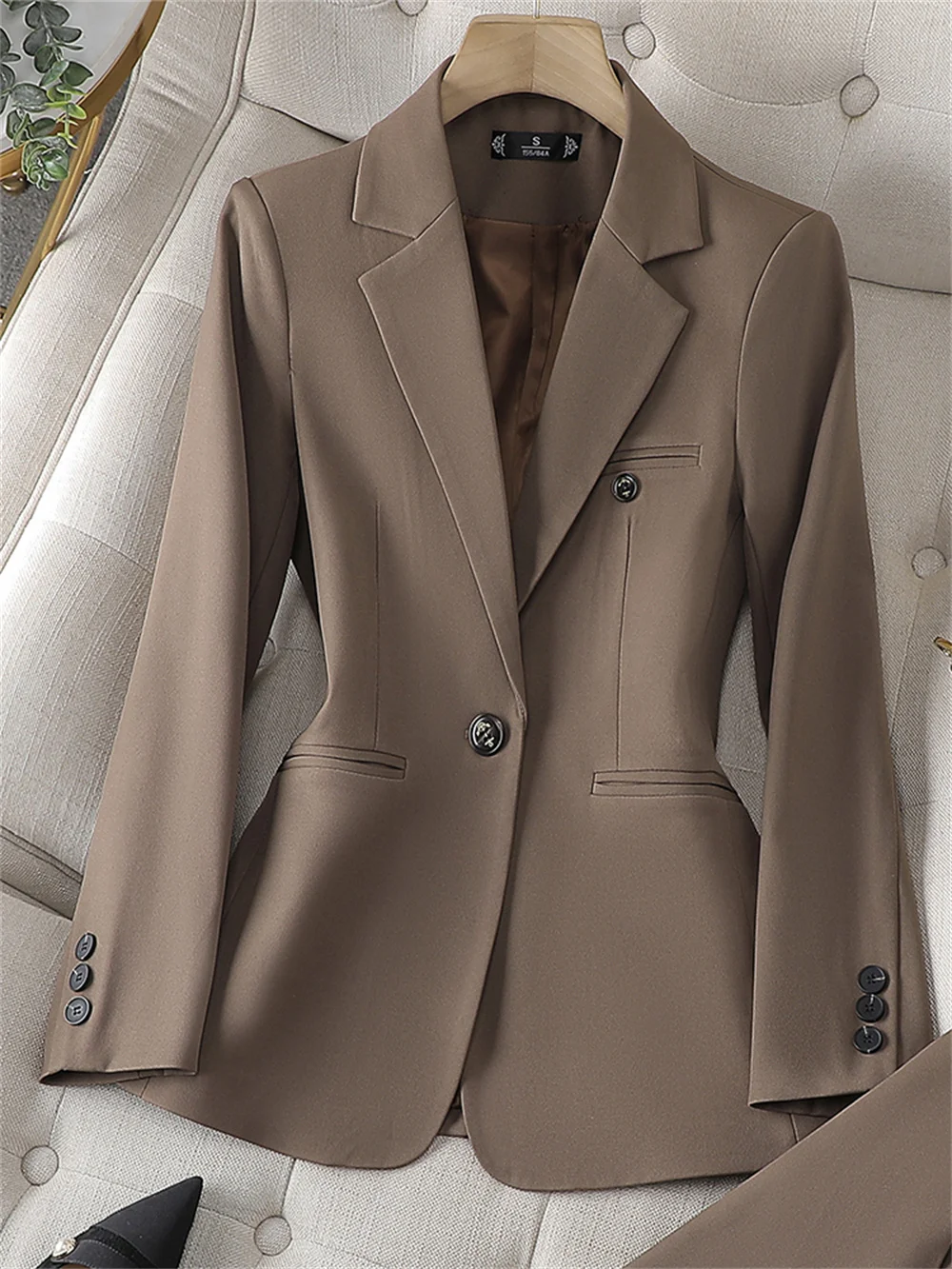 Elegant Blazer Women 2023 New in Female Long Sleeve Single Button Slim Coat Ladies Business Work Wear Formal Jacket