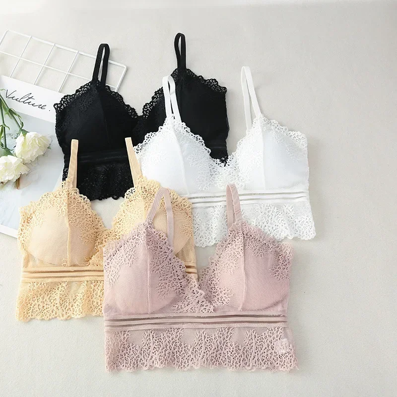 

Tube Top Bras Lace Bralette Women Crop Tops Sexy Lingerie V Neck Seamless Underwear Cropped Bra Female Tank Crop Top New