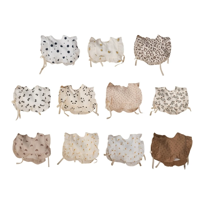 

Слюнявчик со шнуровкой по бокам, шаль с ароматизированными цветами и оборками по краям, искусственный воротник, хлопковый марлевый нагрудник для кормления новорожденных