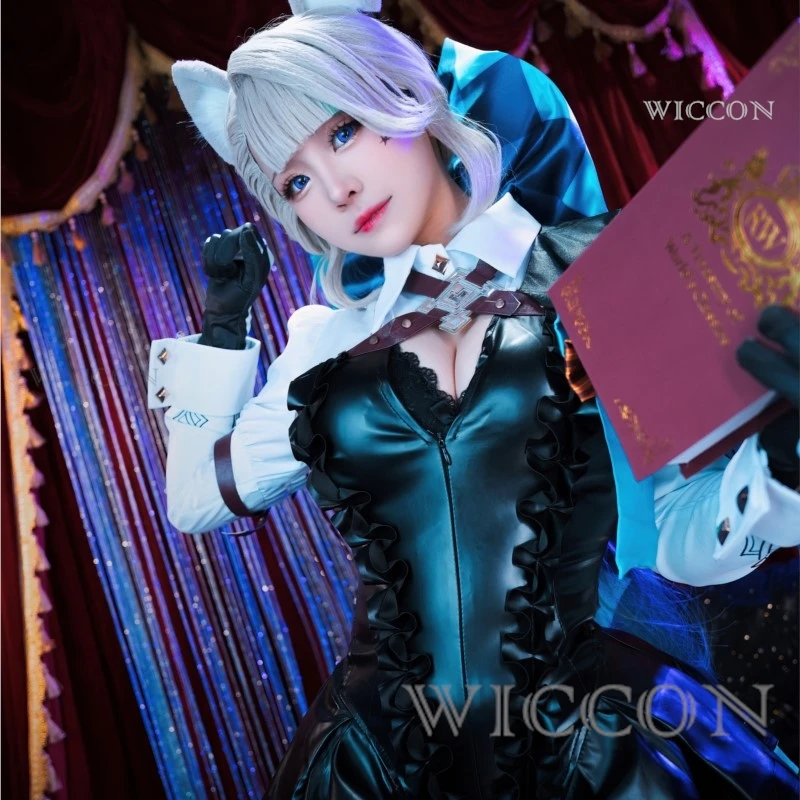 Genshin Impact Линетт Косплей Костюм Парик Фонтейн Кожа Униформа Платье Уши Юбка