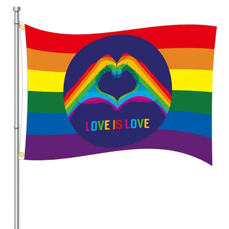 

Rainbow Pride Flag Love Is Love Decorative Sign Outdoor Sunscreen Polyester Banner Vivid Fade Resistance 90x150cm No Flagpole