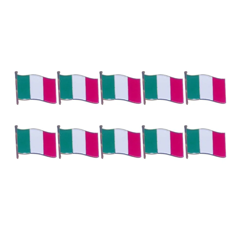 

10 Pcs National Flag Brooch Clothing Italian Collar Pin Iron Personalized Stoving Varnish