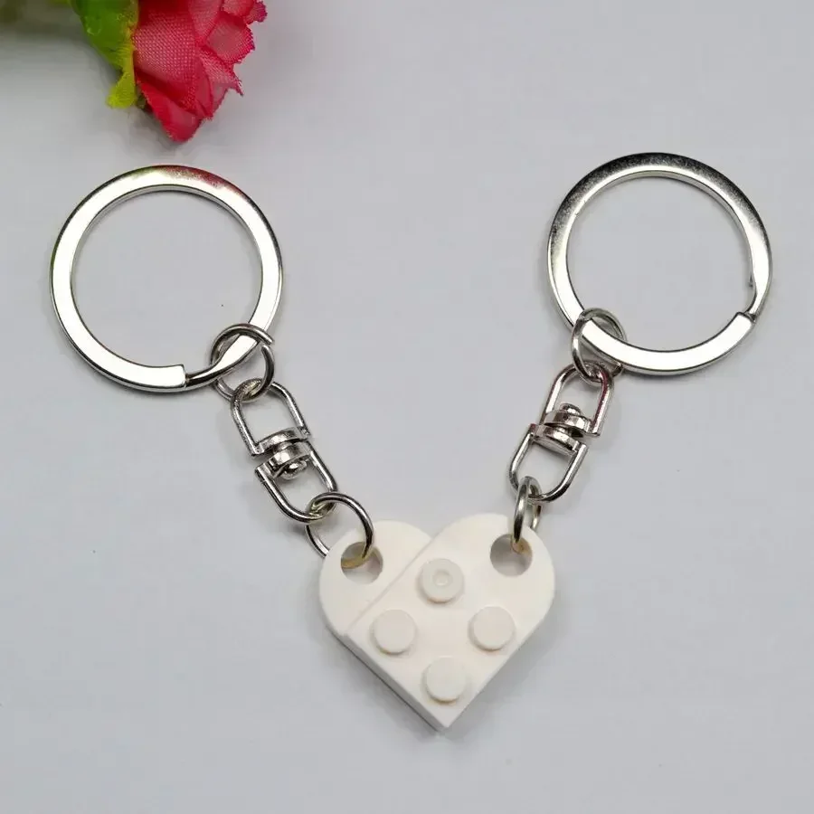 1 пара брелков с строительными блоками в форме сердца для пар женщин и мужчин