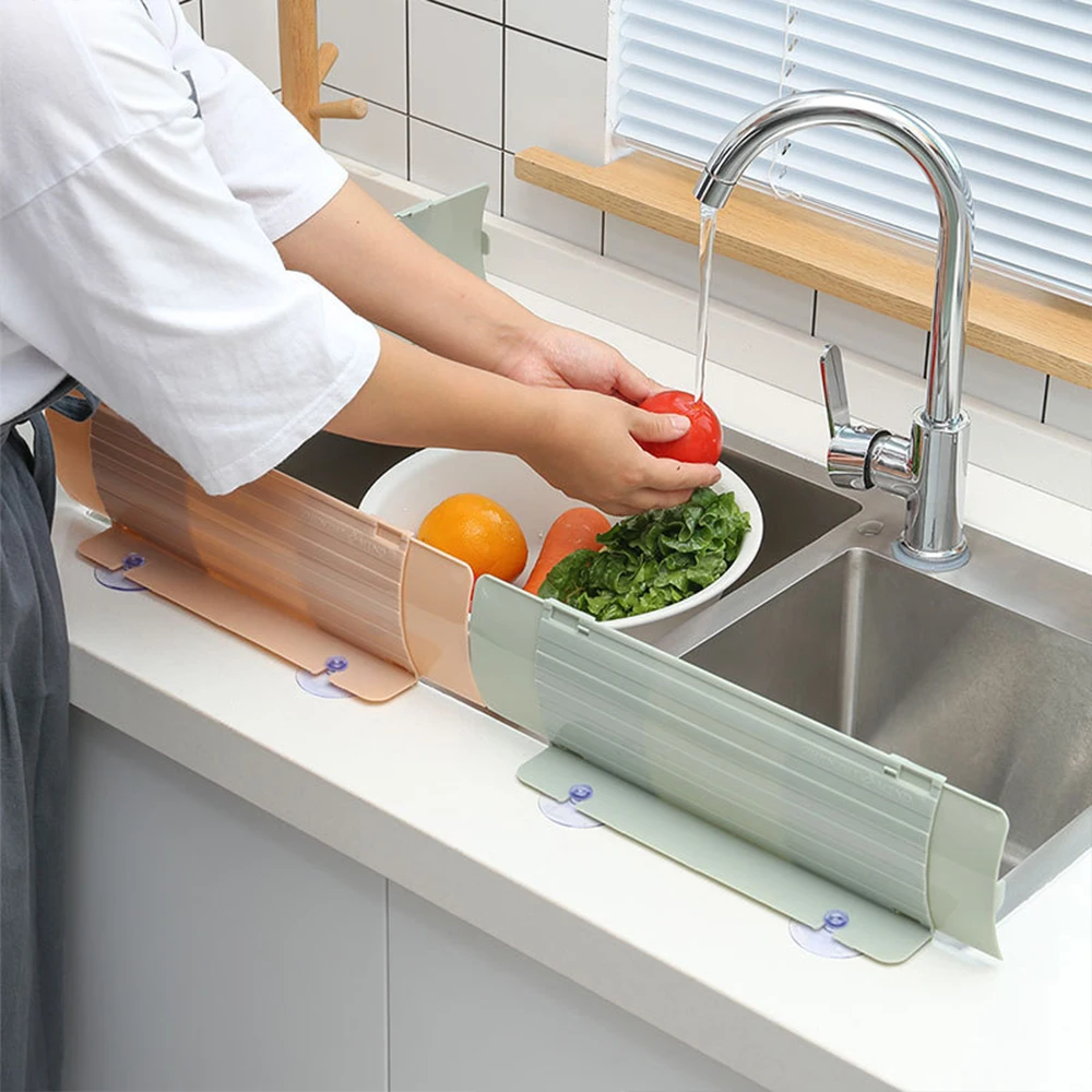 

Retractable Sink Splash Proof Guard Dish Washing Baffle Board with Suction Cups Fender Kitchen PP Easy to Clean Hot