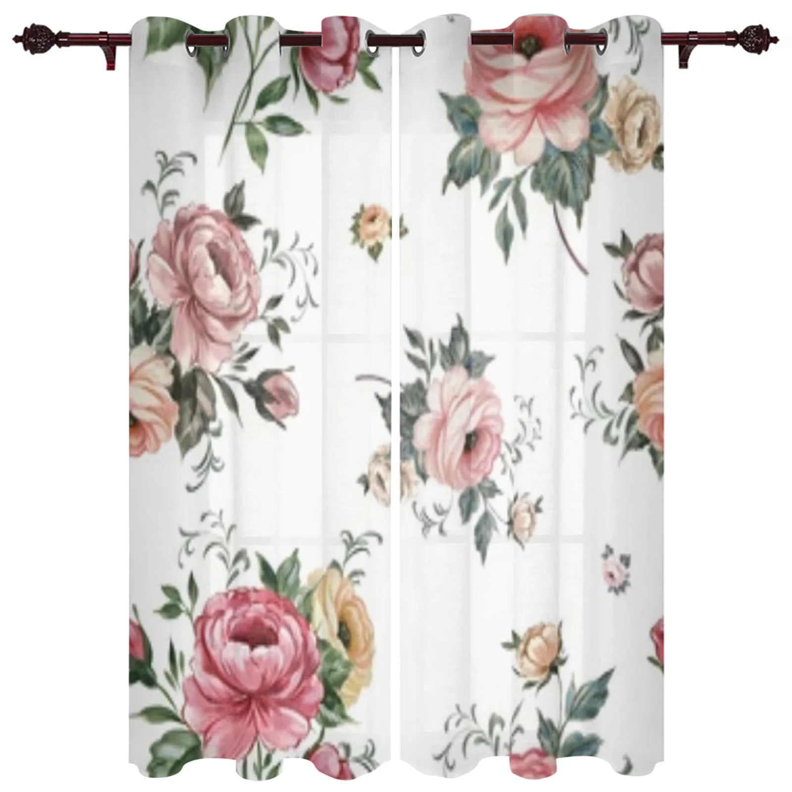 

Vintage Beautiful Drawn Bouquets Luxury Curtains Living Room Bedroom Window Curtain Valance Curtains For Kitchen Home Decor