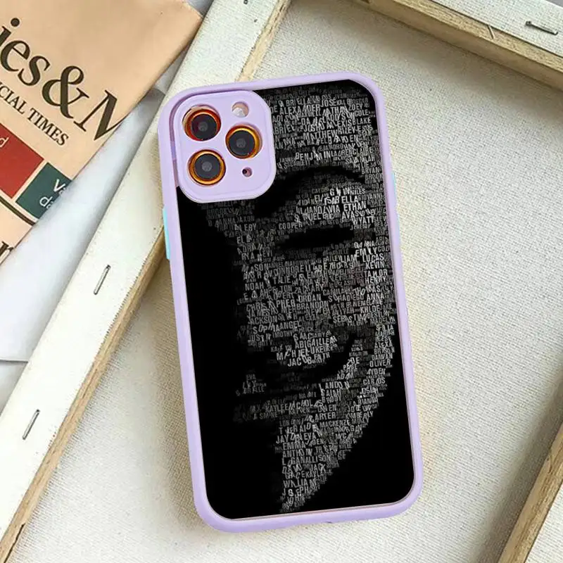 A-Anonymous Phone Case for iPhone 14 11 12 13 Mini Pro Max 8 7 Plus X XR XS MAX Translucent Matte Cover