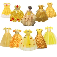 beauty and the beast toddler summer princess belle dress girls floral ball gown children cosplay belle costume fancy party dress