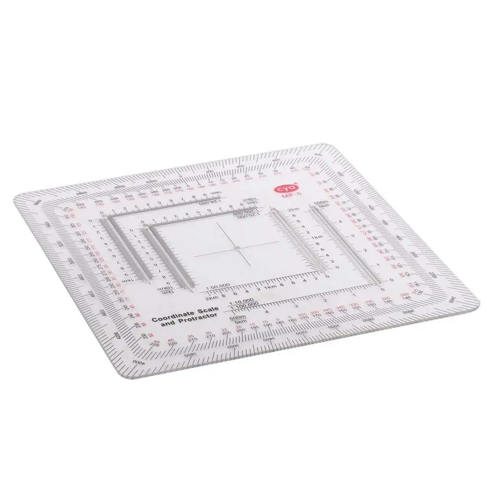 

Topographical Square Ruler MP-5 Measuring Ruler Map Protractor Land Navigation Protractor Coordinate Scale Protractor