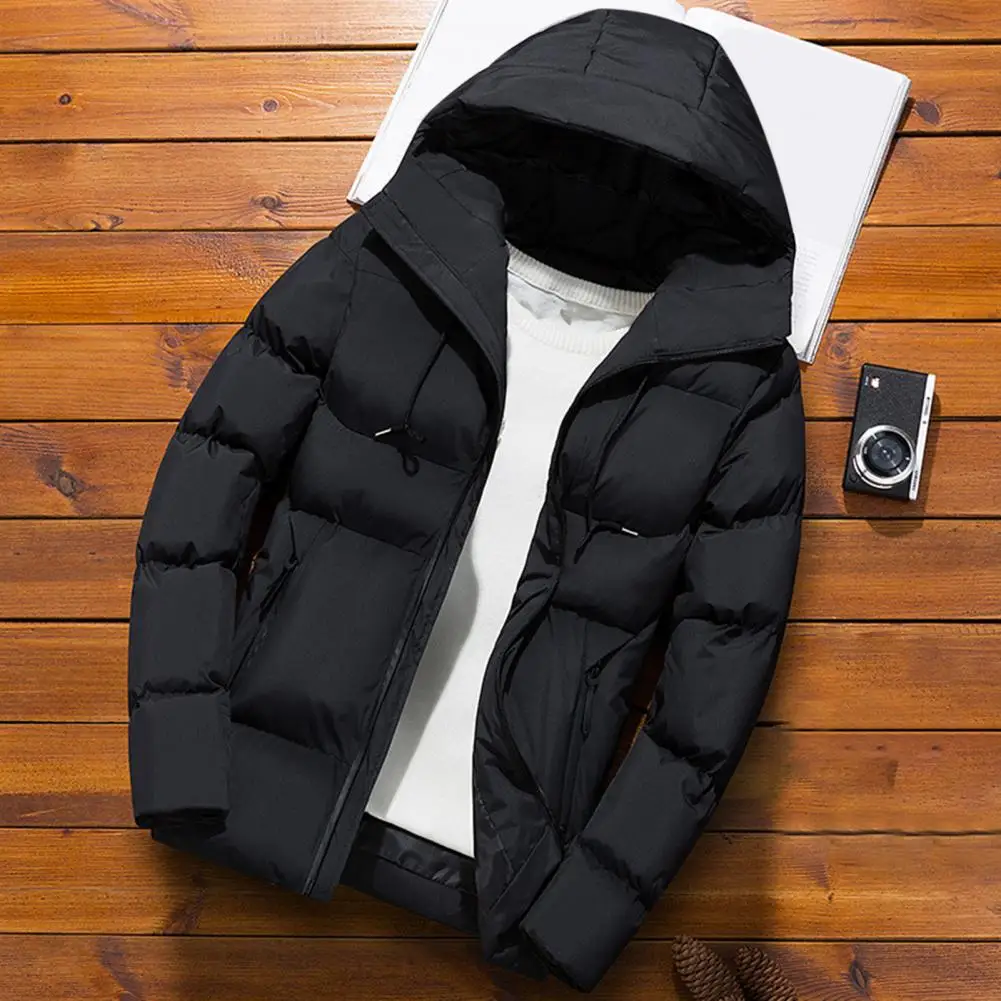 Trendy Men Outerwear Hooded Temperament Drawstring Pockets Windbreaker Men Hoodie Men Coat