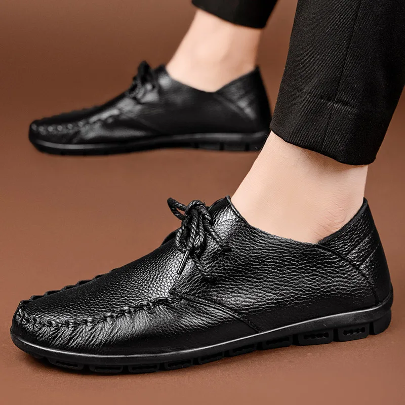 

Luxry Men Loafers Shoes Lace Up Moccasins Casual Shoes Man Party dress Shoes wedding Flats Zapatos Hombre Black Formal Shoes