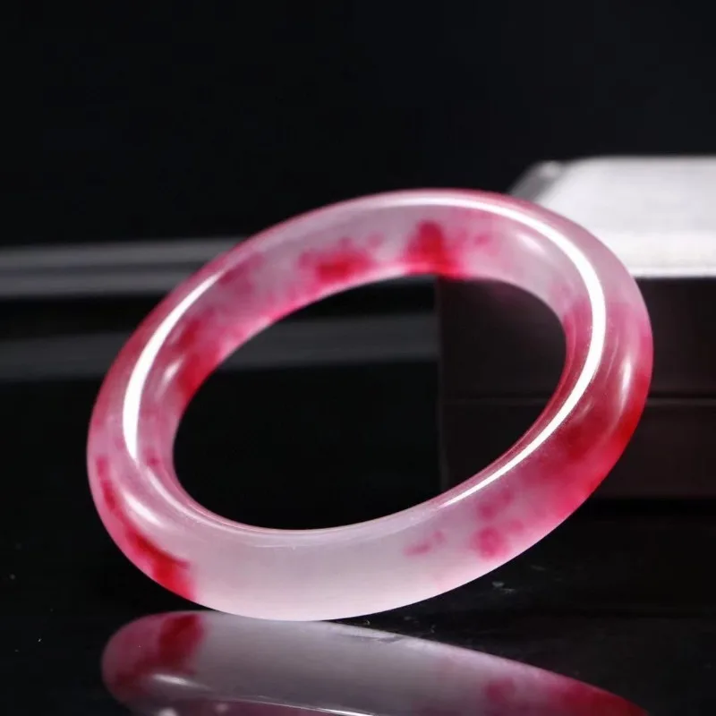 Ледяной Кварц Рок круглый плавающий цветок красный браслет для женщин