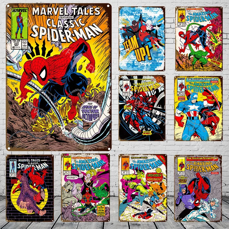 

Оловянная пластина в стиле ретро с изображением Человека-паука